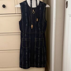 Tory Burch Denim Embroidered Mini Dress